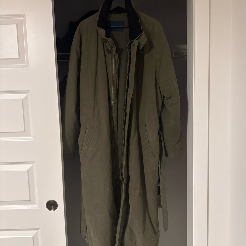 Luhta (Finland) Olive Green Long Trench Coat Vintage
